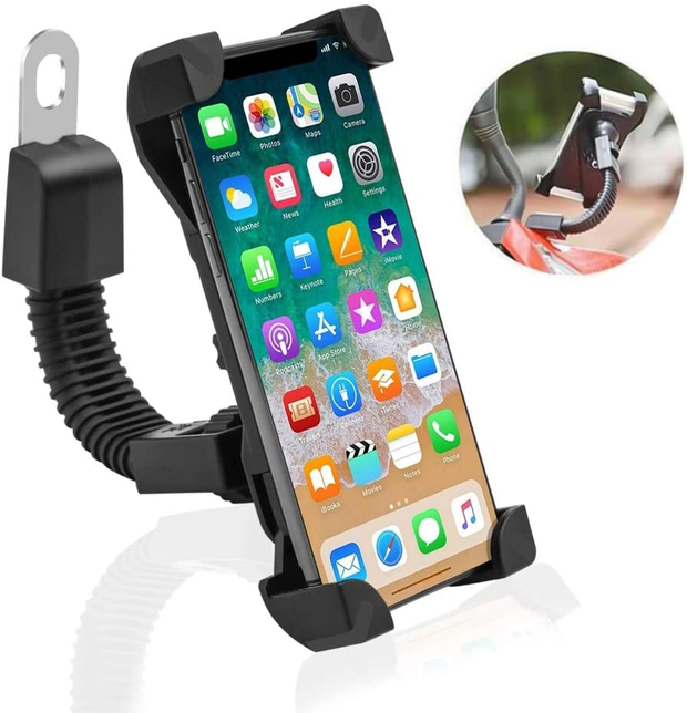 Leagway Motorcycle Phone Holder, Motorcycle Motorbike Phone Mount Holder Handlebar for 3.5-6.5 Inch Iphone 8 7 6 6S 7Plus 5 5S, Samsung Galaxy S5 S6 S7 S8 Smartphones, 360 Degree Rotation (Black)