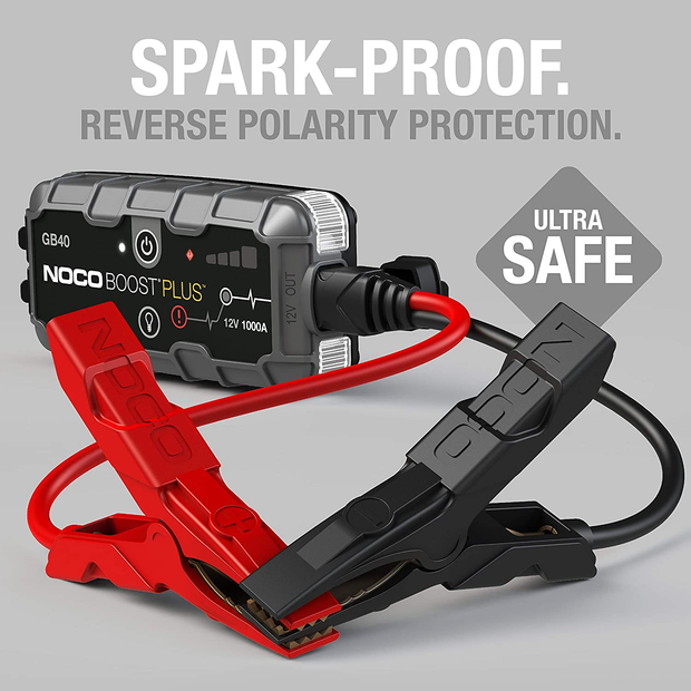 NOCO Boost plus GB40 1000 Amp 12-Volt Ultrasafe Lithium Jump Starter Box, Car Battery Booster Pack, Portable Power Bank Charger, and Jumper Cables for up to 6-Liter Gasoline and 3-Liter Diesel Engines