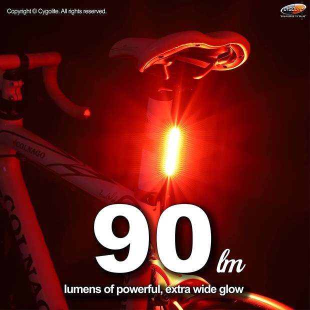 Cygolite Hotrod – 90 Lumen Bike Tail Light - 6 Night & Daytime Modes– Wide Glowing Leds- Compact & Sleek– IP64 Water Resistant– Sturdy Flexible Mount- USB Rechargeable–Great for Busy Roads