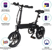 Whirlwind C4 Lightweight 250W Electric Bike Adult Foldable Pedal Assist E-Bike with Lithium Battery, Assembled in UK
