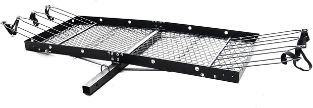 Tow Tuff 62 Inch 500 Pound Capacity Steel Cargo Carrier Trailer Car or Truck Rear Bumper Bike Rack, Fits All 2 Inch Receivers, Black