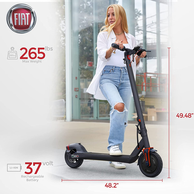 FIAT Electric Scooter, Electric Scooter for Adults with 350W Motor, up to 16MPH & 20 Miles Long Range, Scooter for Adults with Dual Breaking System, Folding Electric Scooter for Travel & Commuting