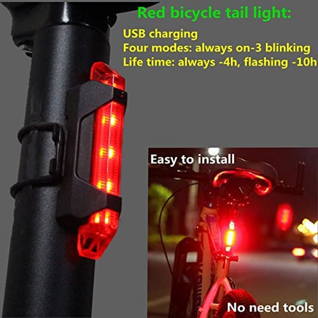 JAIZAIWJ USB Rechargeable Bicycle Lights Set 3LED Light Modes Waterproof Bike Lights Front and Back Taillight 4Pcs Bike Wheel Lights for Men Women Kids Road Mountain Cycling(2Cables/12 Batteries)
