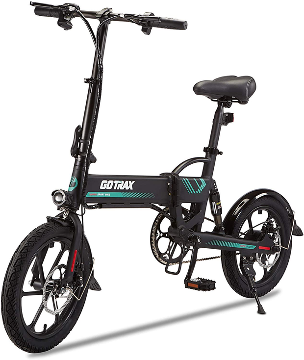 Gotrax EBE1 16" Foldable Electric Bike with 270Wh Removable Battery, 15.5MPH Power by 350W Motor, Rear Suspension, Lightweight Alloy Frame Electric Bicycle with Dual Fenders