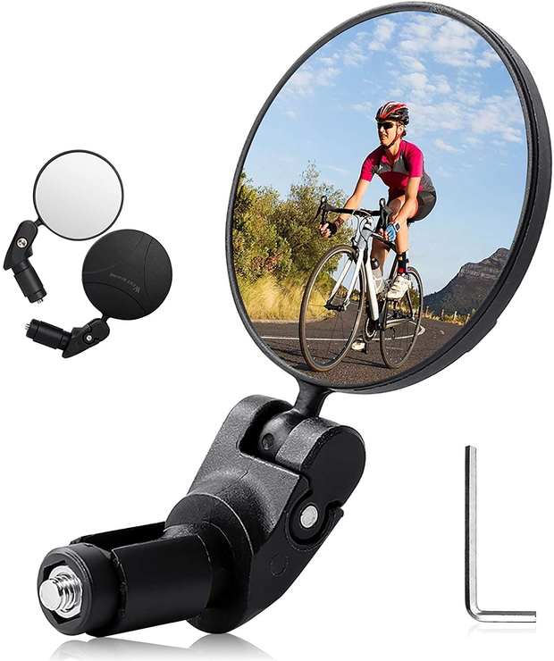 1 Pack Bicycle Rearview Mirror Handlebar Bar End Short Bike Mirror Wide Angle Rearview Mirrors Adjustable Lens Bike Mirrors Accessories for Mountain Road Bicycle Moped Cycling