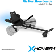 Hover-1 Falcon-1 Buggy Attachment | Turbo LED Lights, Compatible with All 6.5" & 8" Hoverboards, Hand-Operated Rear Wheel Control, Adjustable Frame, Easy Install