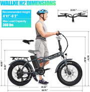 Wallke H2 Folding Fat Tire Electric Bike for Adults 20 Inch 500W BAFANG Motor 48V 13Ah LG Lithium Battery Removable-Ul Certified Shimano 7-Speed Electric Bicycle Snow Mountain Beach Ebike