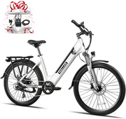Wallke X3 Pro Step-Thru Womens Electric Bike 26 Inch 500W BAFANG Motor 48V 10.4Ah LG Lithium Battery Removable -UL Certified Shimano 7-Speed Comfortable E-Bikes City Commute Ebike for Adults