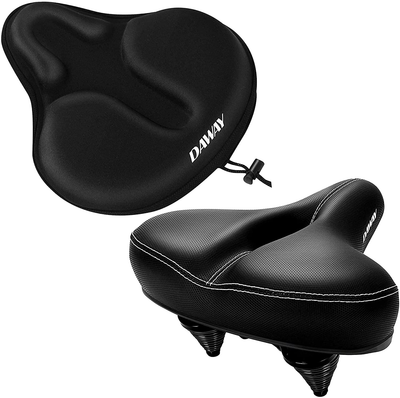 DAWAY Extra Large Comfortable Bike Seat & Gel Foam Padded Saddle Cover - Soft Bicycle Cushion for Men Women Seniors, Universal Fit for Outdoor Indoor Exercise Bikes