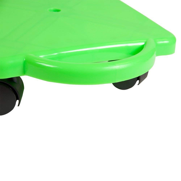 Hand2Mind Green Indoor Scooter Board with Safety Handles for Kids Ages 6-12, Plastic Floor Scooter Board with Rollers, Physical Education for Home, Homeschool Supplies (Pack of 1)