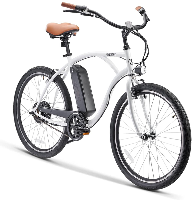 SWFT Fleet Cruiser Electric Bike for Adults - 500W Motor 46.8V 10AH Removable Battery - 20MPH 37 Mile Range Ebike - 20” Steel Frame E-Bike Bicycle W/Lcd Control Display & Pedal Assist