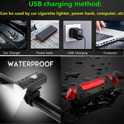 JAIZAIWJ USB Rechargeable Bicycle Lights Set 3LED Light Modes Waterproof Bike Lights Front and Back Taillight 4Pcs Bike Wheel Lights for Men Women Kids Road Mountain Cycling(2Cables/12 Batteries)