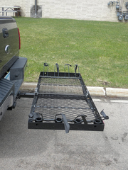 Tow Tuff 62 Inch 500 Pound Capacity Steel Cargo Carrier Trailer Car or Truck Rear Bumper Bike Rack, Fits All 2 Inch Receivers, Black