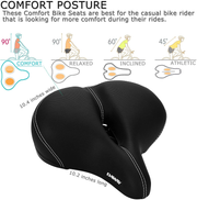DAWAY Extra Large Comfortable Bike Seat & Gel Foam Padded Saddle Cover - Soft Bicycle Cushion for Men Women Seniors, Universal Fit for Outdoor Indoor Exercise Bikes