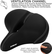 DAWAY Extra Large Comfortable Bike Seat & Gel Foam Padded Saddle Cover - Soft Bicycle Cushion for Men Women Seniors, Universal Fit for Outdoor Indoor Exercise Bikes