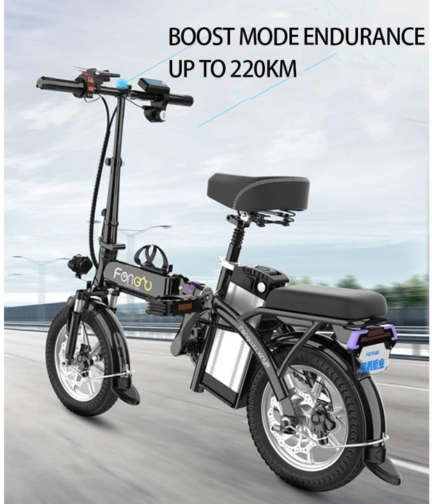 AKT 14 Inch Foldable E-Bike Mini Electric Bicycle for City Commuting, 3 Ride Modes, Power 250W, Mileage about 150-250KM