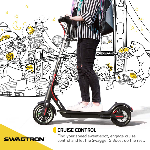 Swagtron SG-5 Swagger 5 Boost Commuter Electric Scooter with Upgraded 300W Motor