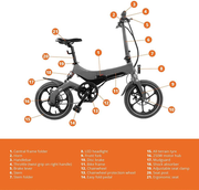 D&XQX 16 Inch Electric Bike,36V 250W Foldable Pedal Assist E-Bike with 8Ah Lithium-Ion Battery, LED Display. Lightweight Bicycle for Teens and Adults