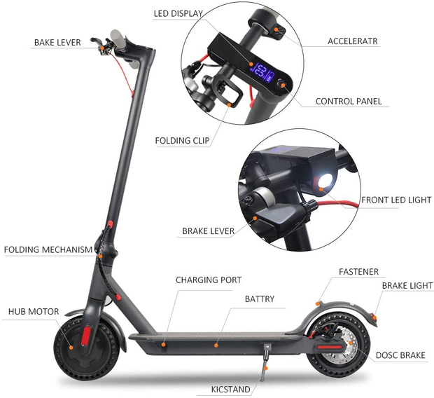 Electric Scooter for Adults, 8.5" Solid Tires 350W Motor Speed 15.8 MPH, up to 16 Miles, Long Range Battery, Portable Folding Electric Scooters for Adults