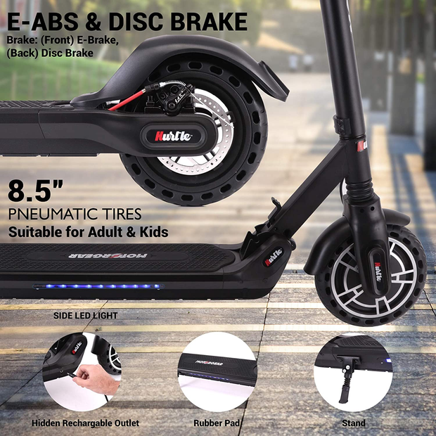 Folding Electric Scooter for Adults - 300W Brushless Motor Foldable Commuter Scooter W/ 8.5 Inch Pneumatic Tires, 3 Speed up to 19MPH, 18 Miles, Disc Brake & ABS, for Adult & Kids - Hurtle HURES18-M5