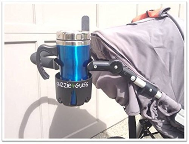 Guzzie+Guss Universal Cupholder, for Strollers, Wheelchairs, Mobility Walkers, Bikes, & Camping Chairs. Easy, No Tool, Install with Anti-Slip Sleeve, Fits Wide Variety of Drink Containers, Pink