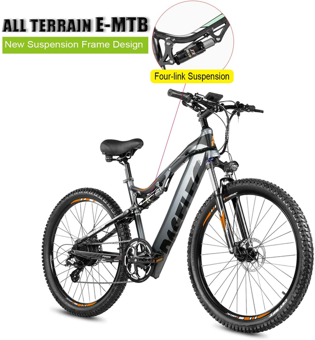 PASELEC Electric Bikes for Adult 27.5'' Mountain Bike Hydraulic Brakes E-Bike Moped Full Suspension Cycle with 48V 13Ah Lithium Battery, 500W Professional E-MTB Bicycle