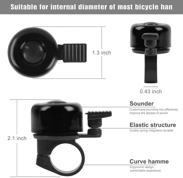 Classic Aluminum Bike Bell – Large Ringer Bells for Cruiser, Bicycle and Scooter Handlebar with Loud Ring for Adults, Boys, Girls - Essential Cycling Gift & Accessories for Kids…