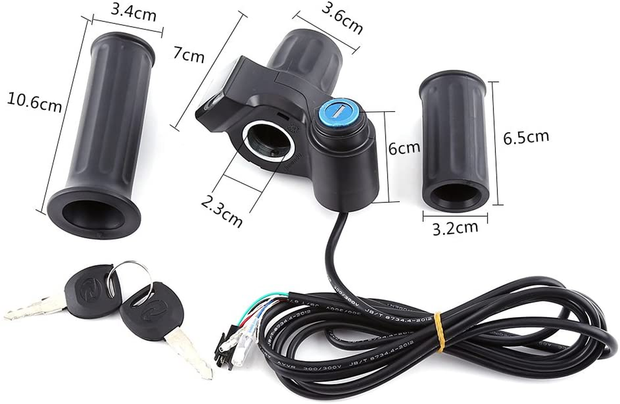 Tbest Electric Throttle,Ebike Throttle,Universal E Bike Throttle Grip Electric Bike Motor Scooter Speed Controller & Cable Set, 12V 99V Half Wrist Twist Grip Throttle Handle with LED Display Key Knock