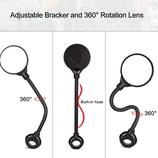 2 Pack Bike Mirror Handlebar Long Rearview Mirrors Rotatable and Adjustable Bicycle Rearview Mirror Bycicles Accessories for Ride Safely Electric Bicycle Moped Cycling