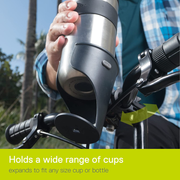 Delta Cycle Expanding Beverage Holder - Bike Cup Holder Handlebar Cruiser for Water Bottles, Coffee Cups and More - Integrated Rubber Pads for Secure Grip - Easy Installation, Durable Construction