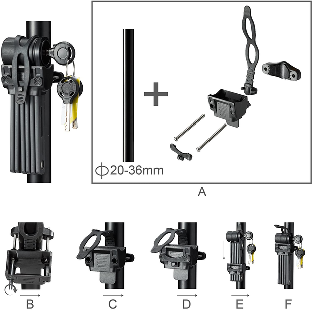 Bike Lock Folding Steel Joints - via Velo Bike Lock with High Security Hardened Steel Metal, Great Bike Safety Tool
