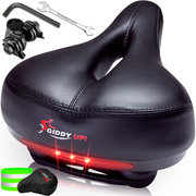 Giddy Up! Bike Seat - Comfortable Bike Saddle for Exercise and Road Bicycle with LED - Wide Padded Bicycle Saddle for Peloton - Replacement Comfort Bicycle Seat Cushion for Men and Women